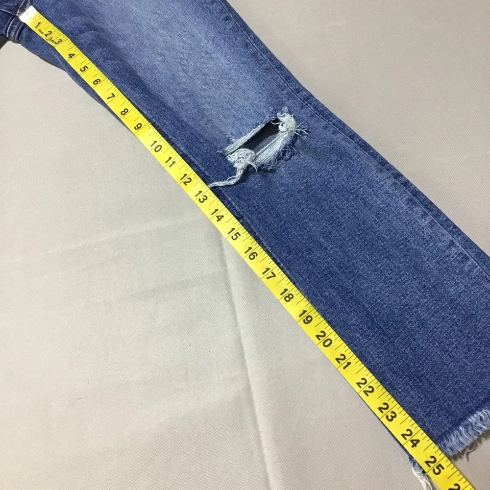 VERVET Straight Leg Ripped Cropped Blue Jeans - Picture 13 of 13